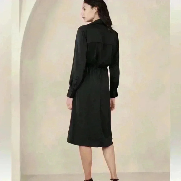 Banana Republic SATIN TIE-FRONT MIDI SHIRTDRESS - Picture 2 of 4